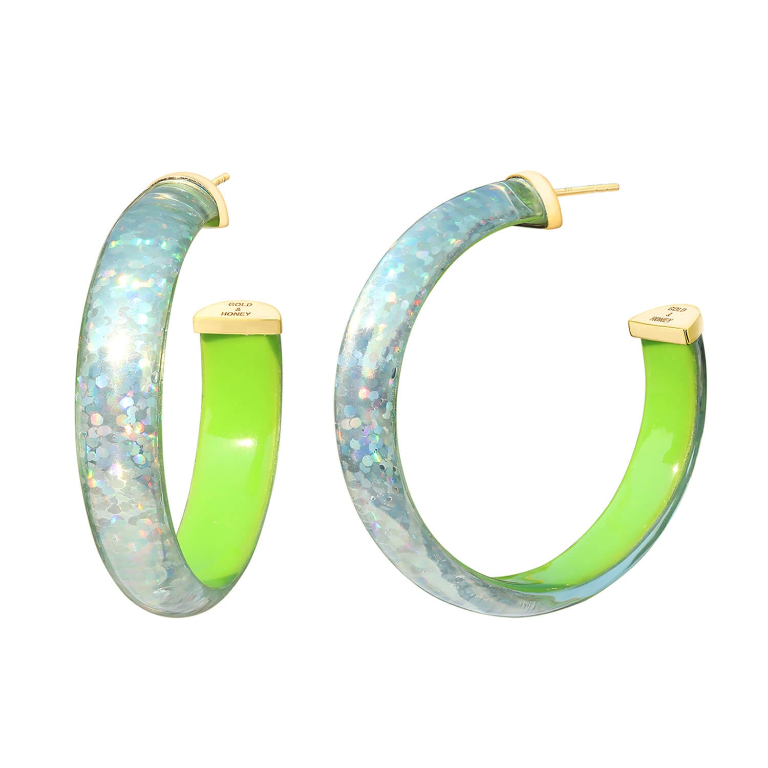Disco Lucite Hoops in Neon Green