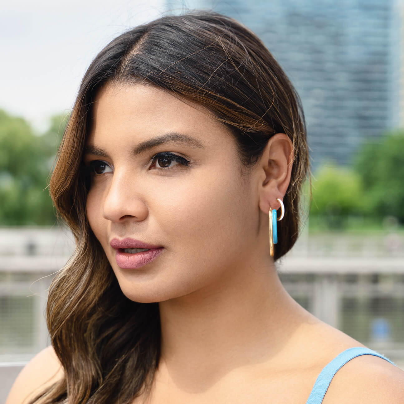 Double Hoops in Gold and enamel