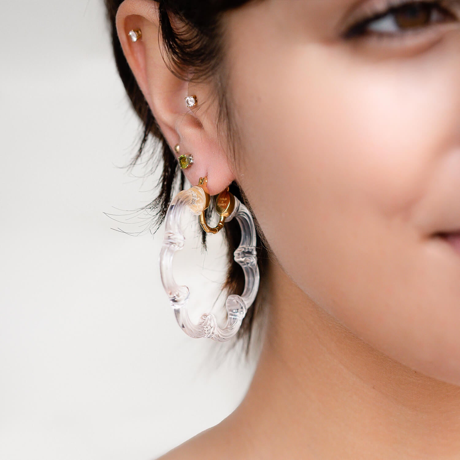 Bamboo Flower Lucite Hoops