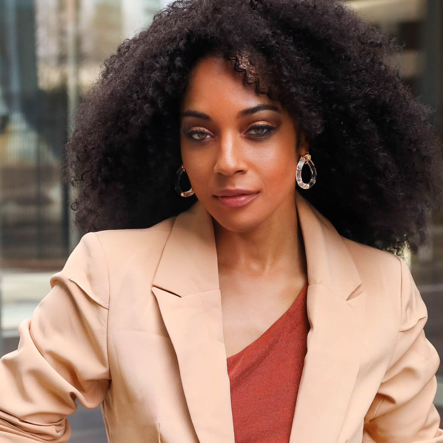 Gala Clear Lucite Bamboo Earrings