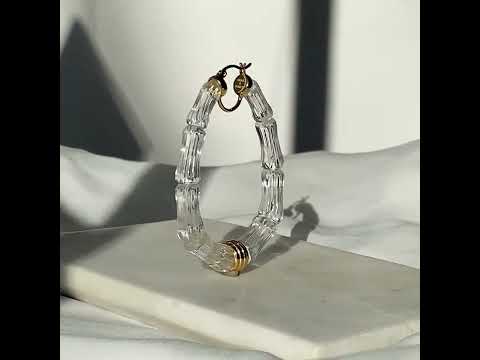 Clear Gold Lucite Bamboo Hoop Earring