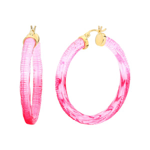 Pink Ombre Lucite Hoop Earrings