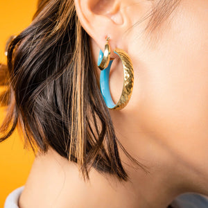 Turquoise Hoops Ear Stack