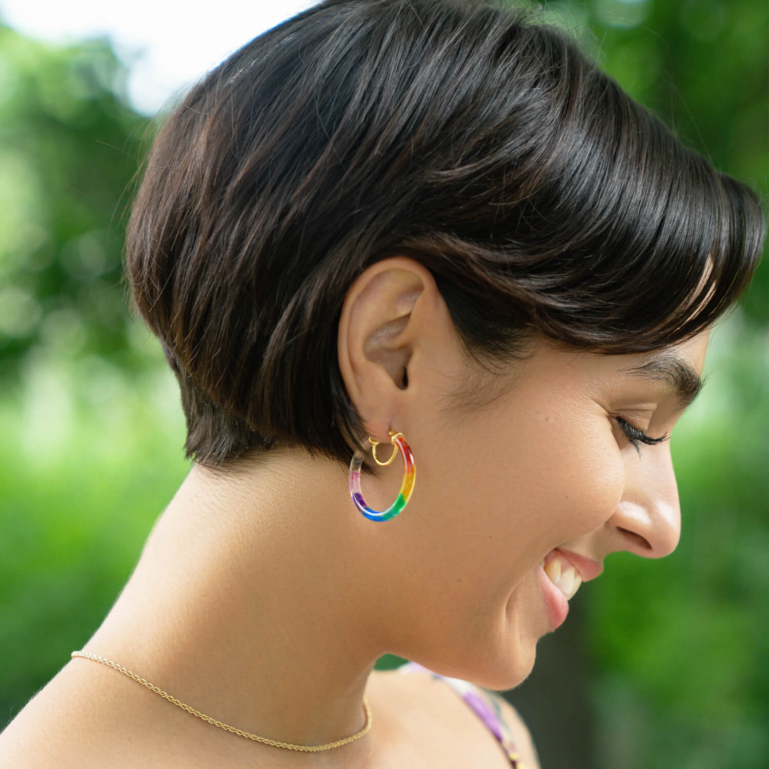 rainbow pride flag hoop earrings tie dye