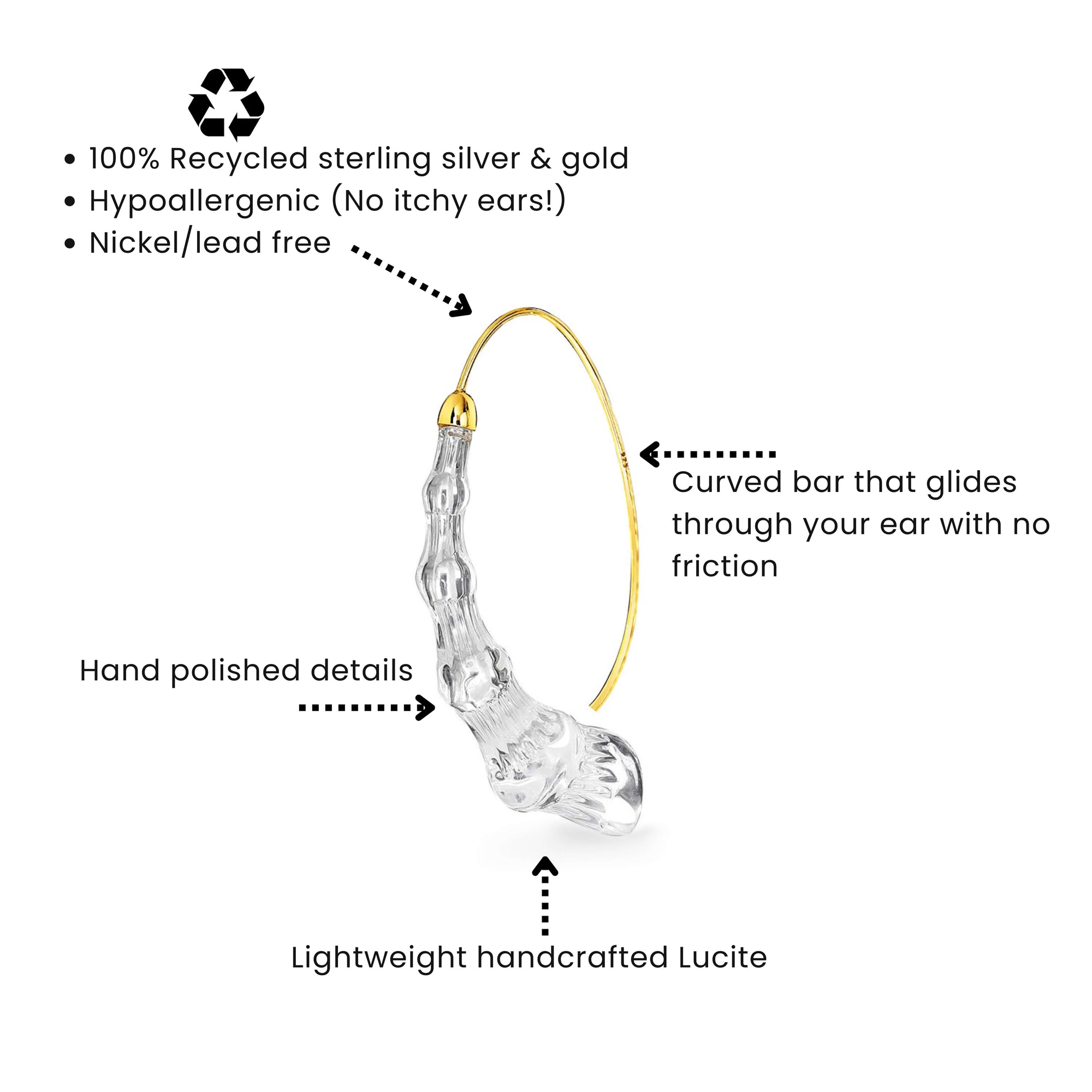 Wishbone Bamboo Lucite Earrings