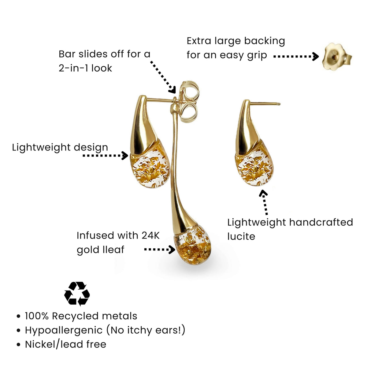 Interchangeable Double Drop Earrings