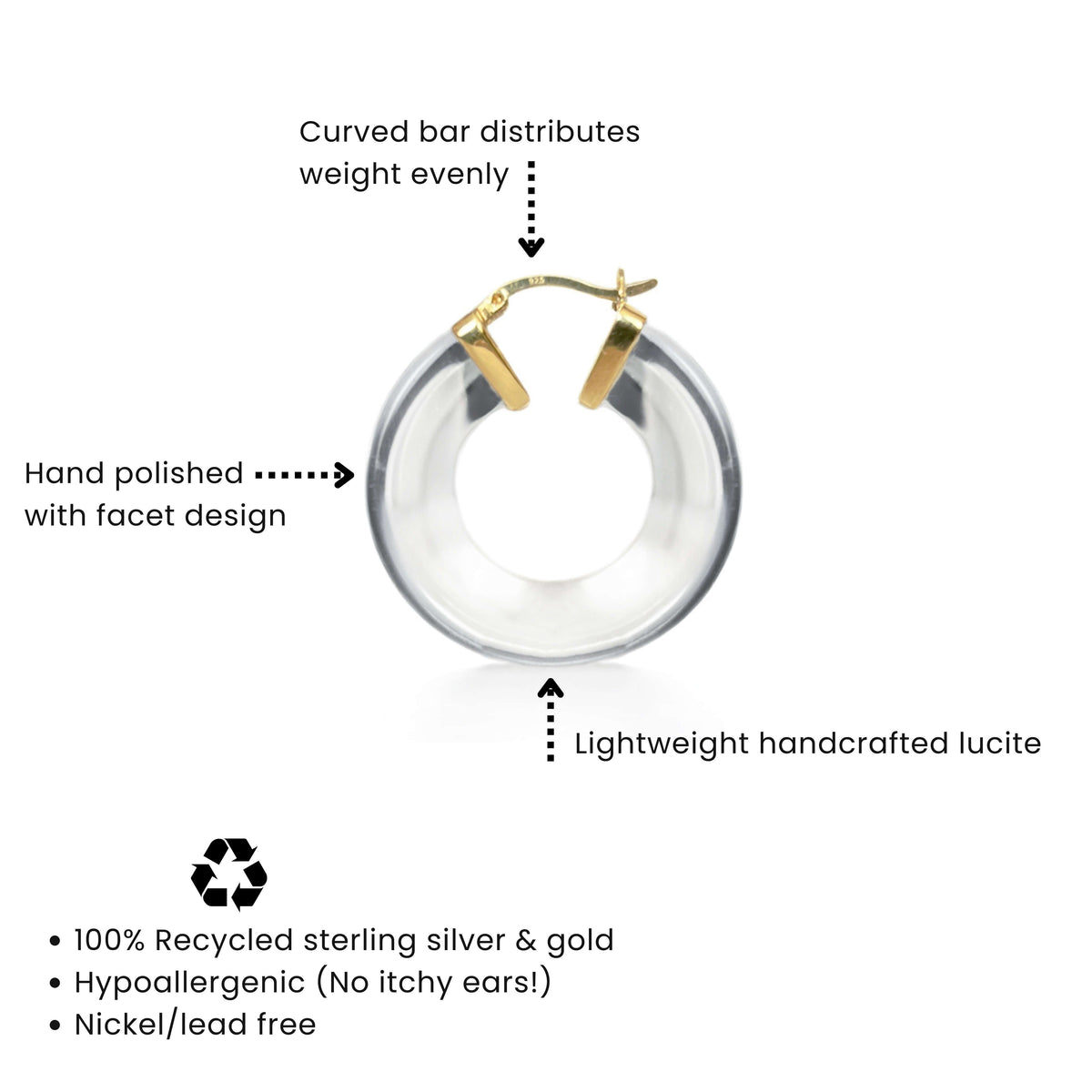 Clear Chunky V-Hoop Earrings