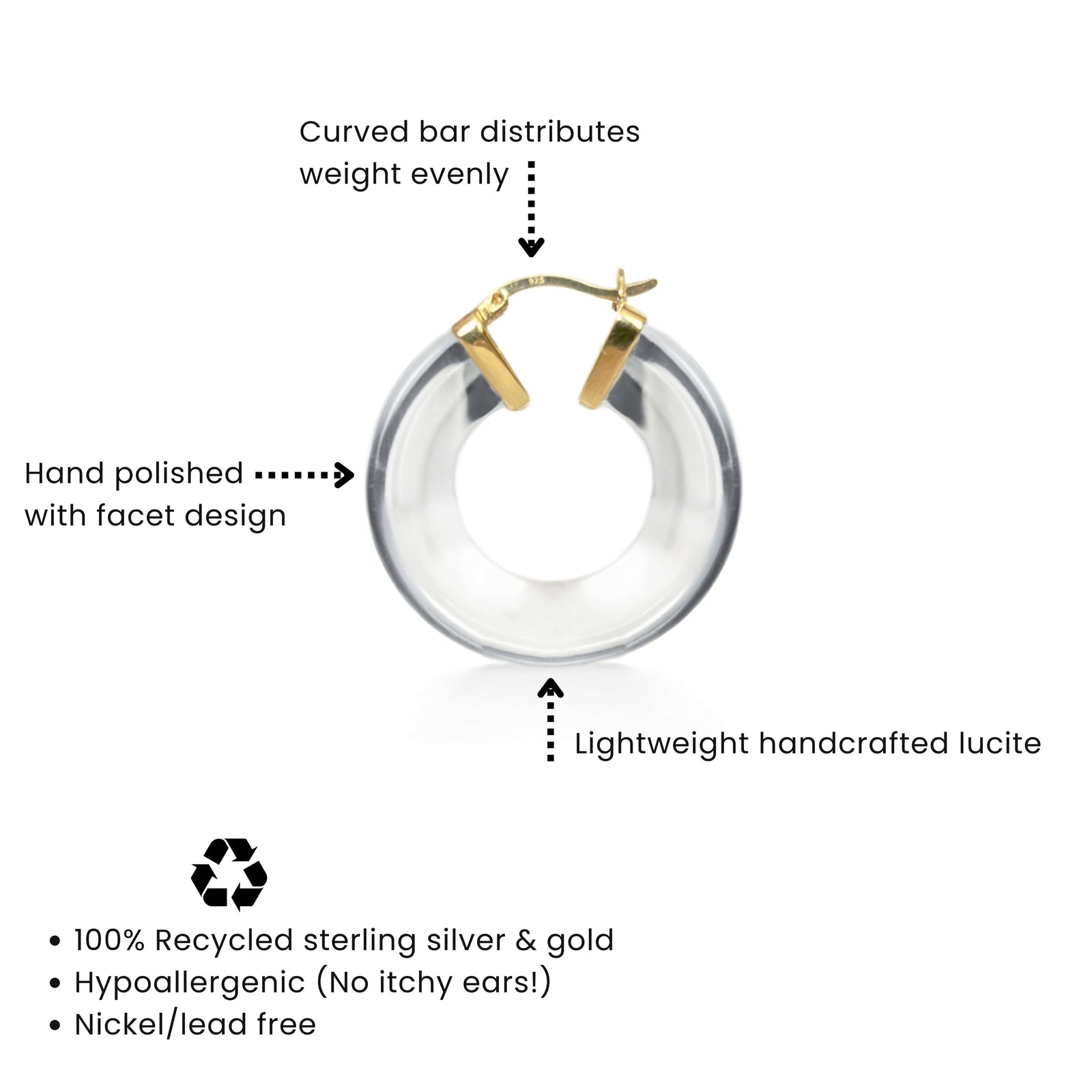 Clear Chunky V-Hoop Earrings