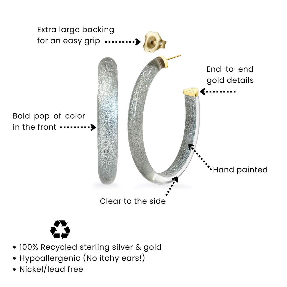 XL Oval Illusion Neutral Lucite Hoop Earrings