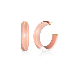 Small Illusion Lucite Hoop Earrings in Neutrals