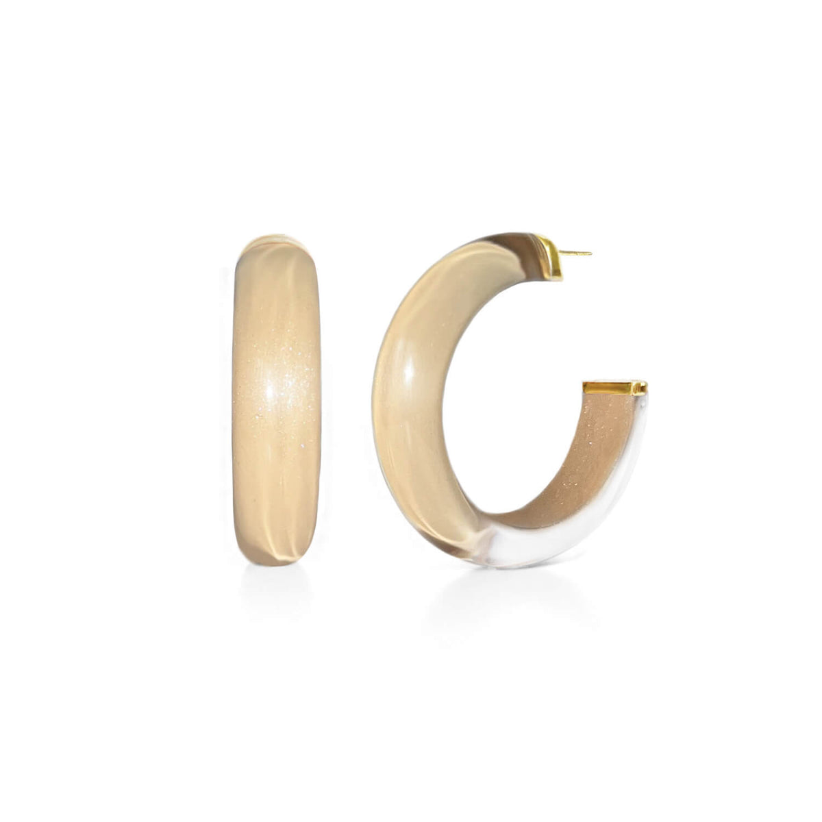 Small Illusion Lucite Hoop Earrings in Neutrals