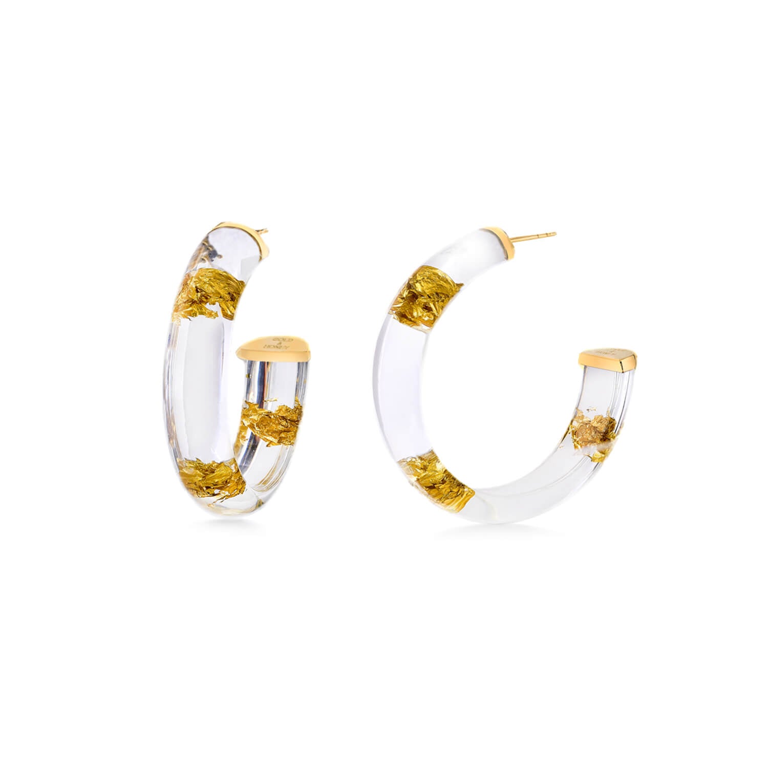 clear 24k gold leaf lucite hoop earrings