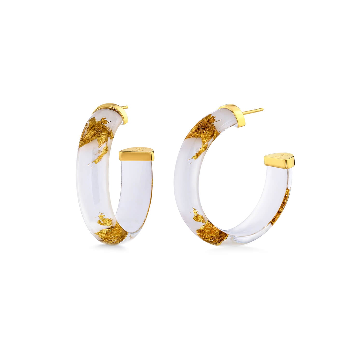 white dove 24k gold leaf lucite hoop earrings