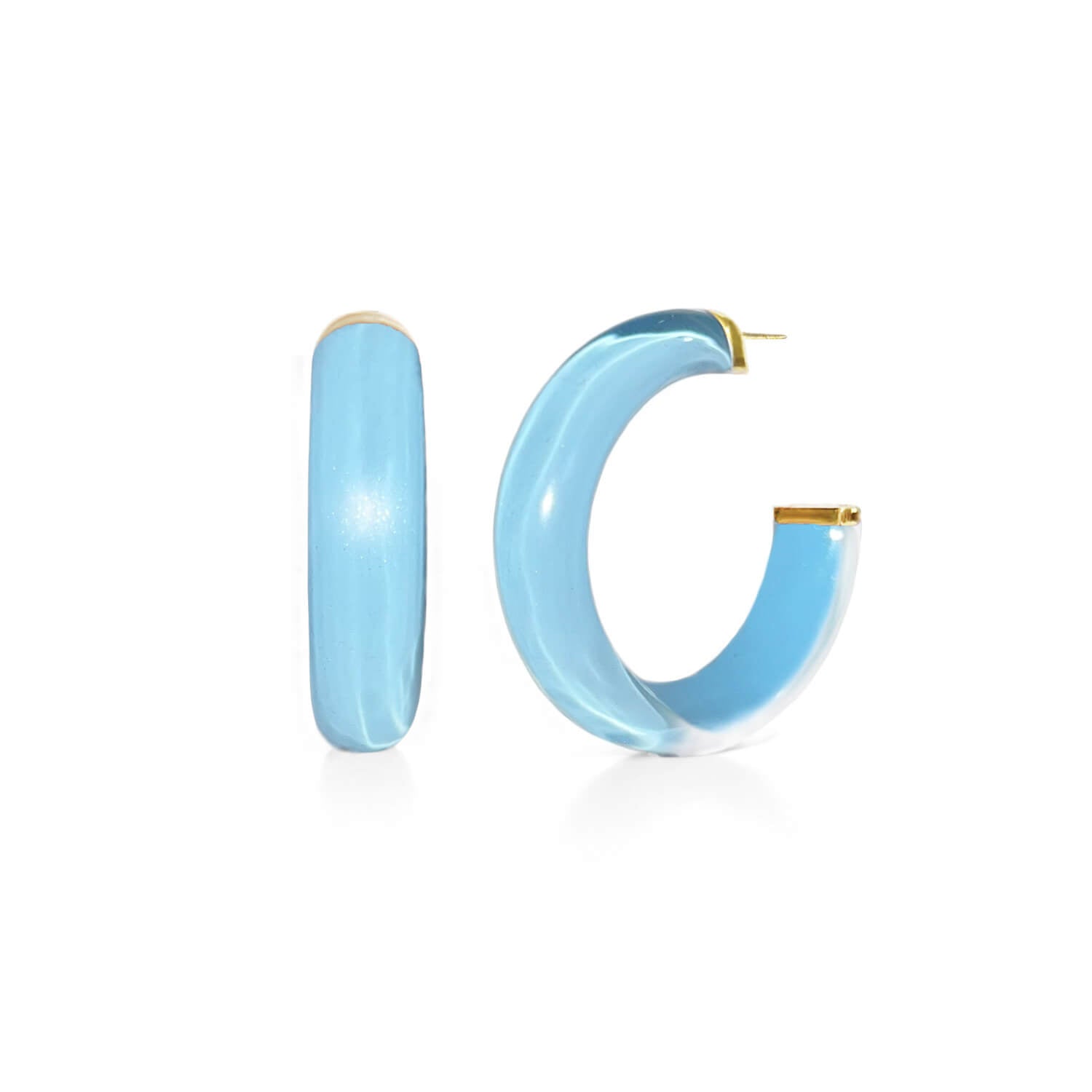 pastel ice blue illusion hoop earrings with glitter