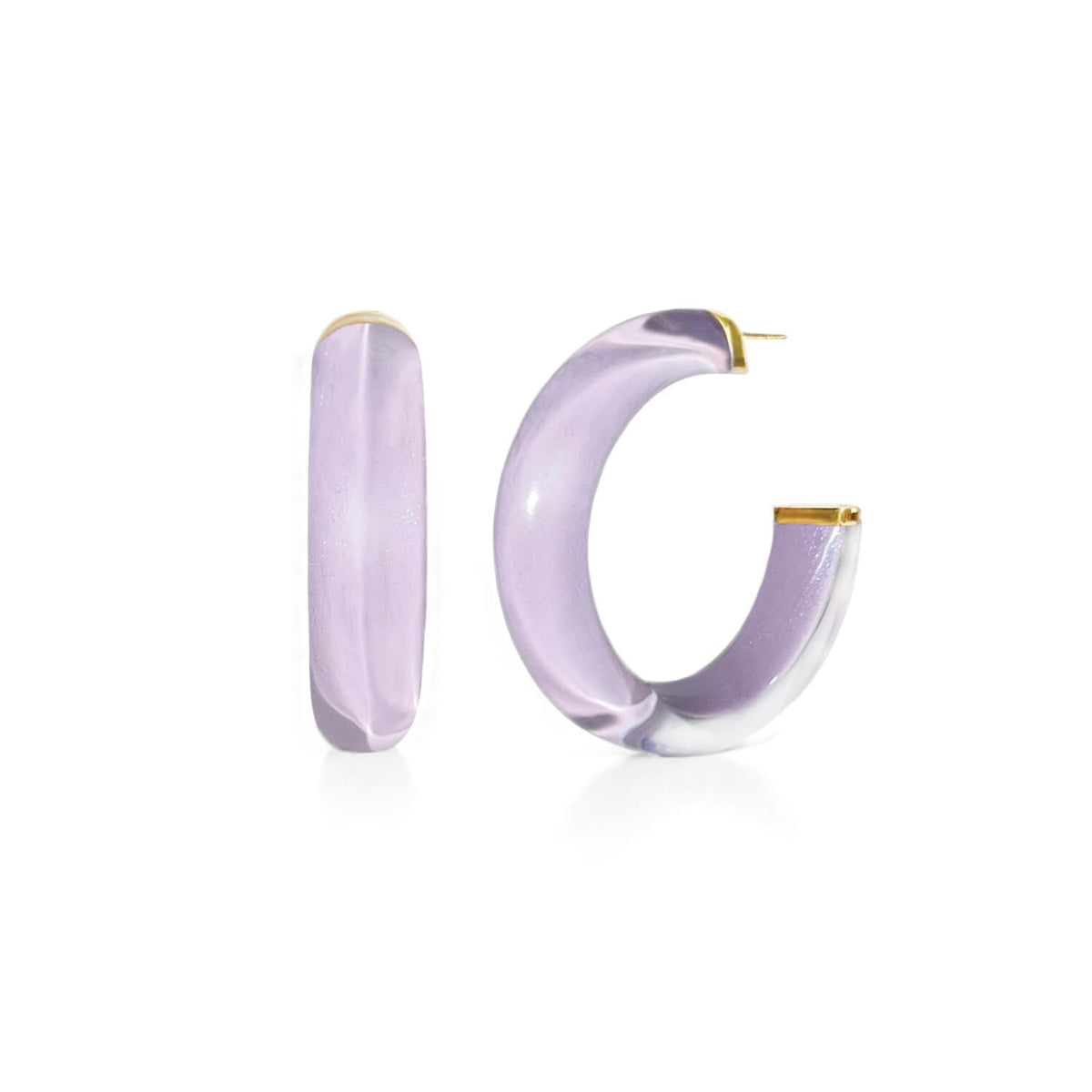 pastel purple lavender illusion hoop earrings with glitter