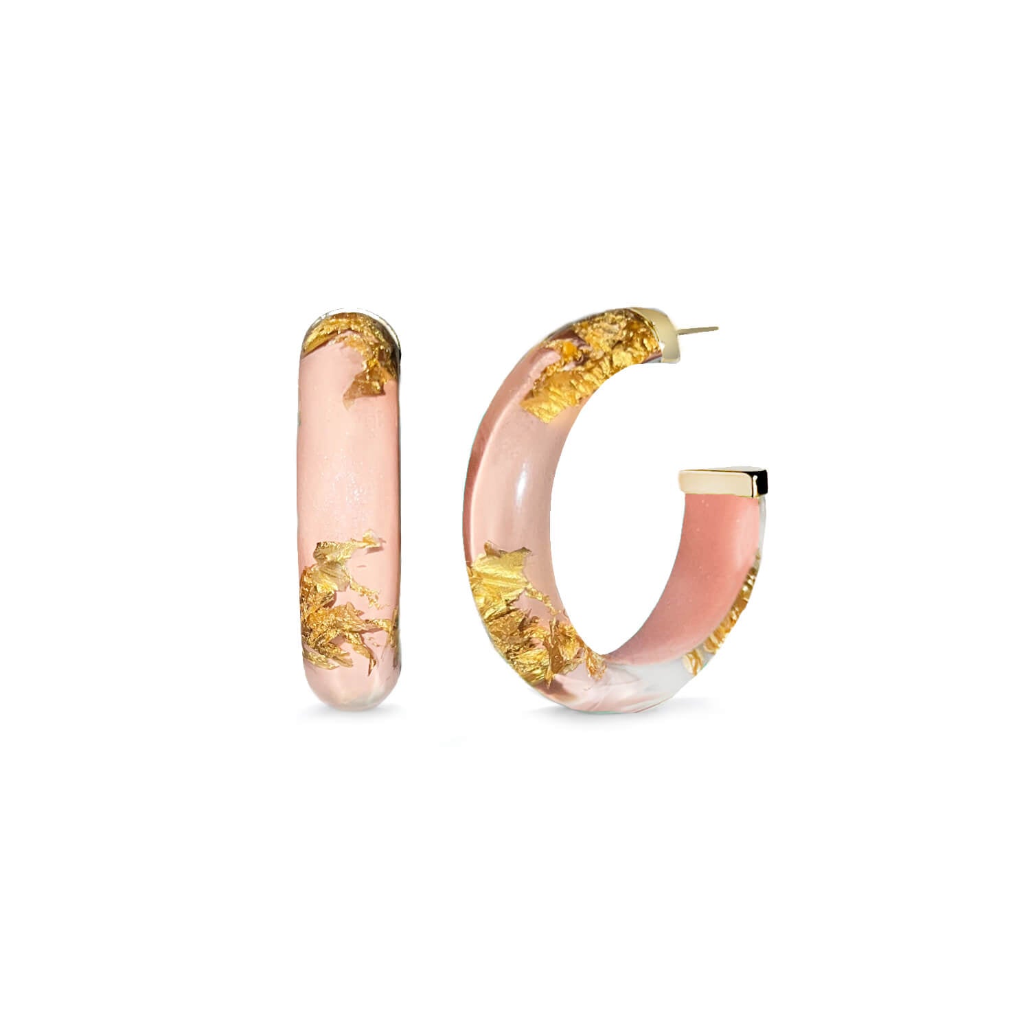 rose gold 24k gold leaf hoop earrings