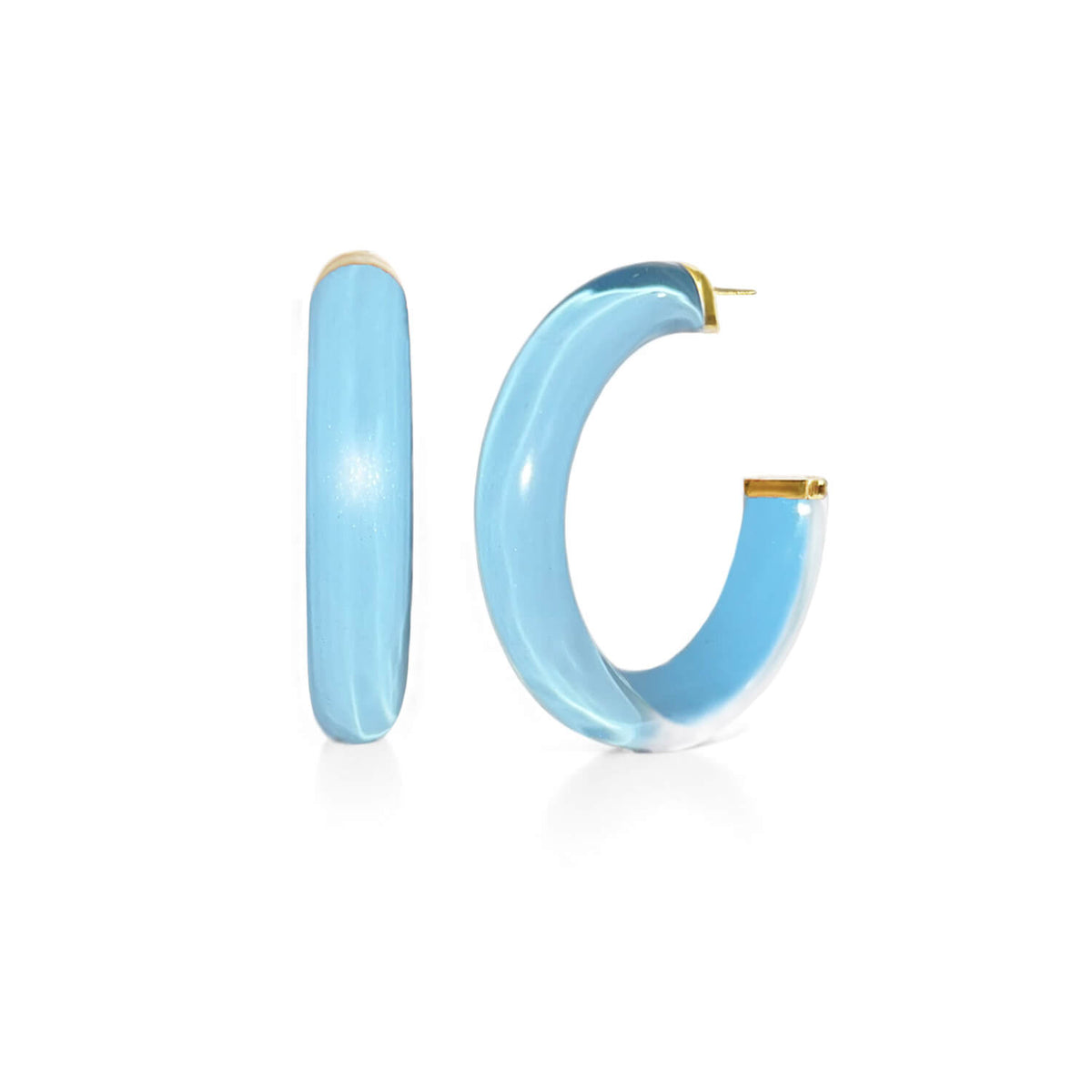 pastel ice blue illusion hoops with glitter