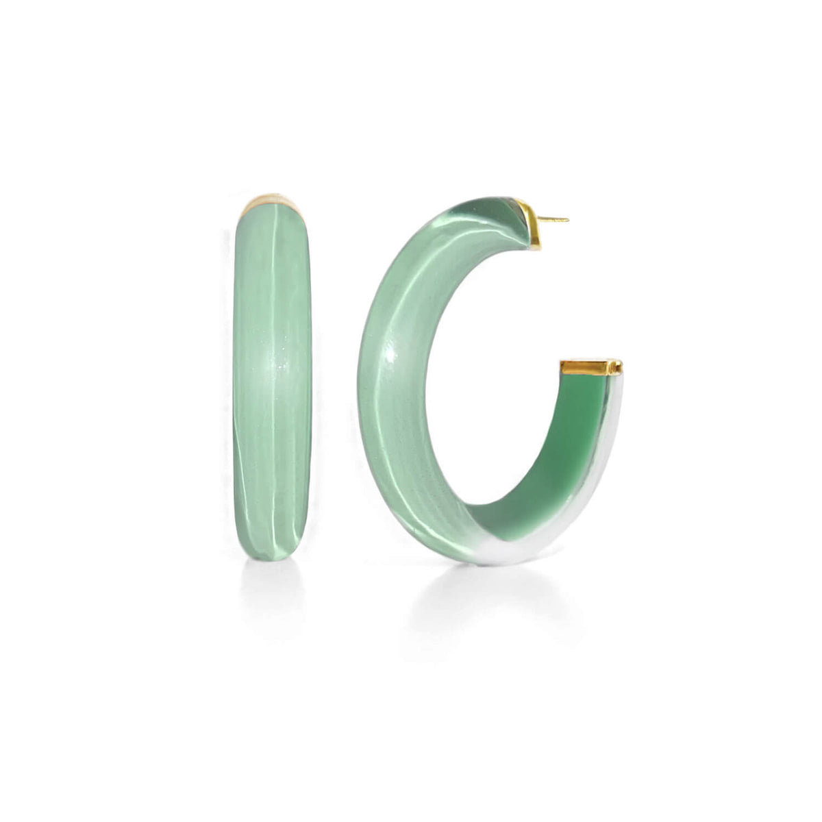 moody jade green illusion hoops with glitter