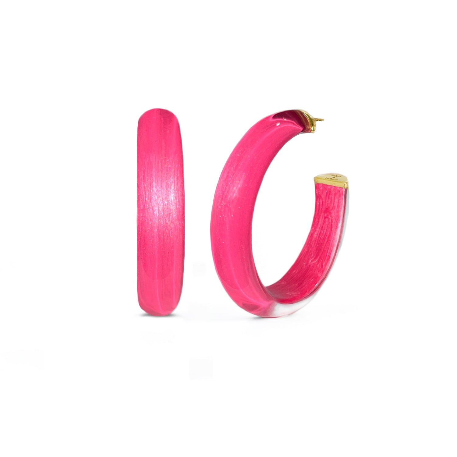hot pink peacock illusion hoops with glitter