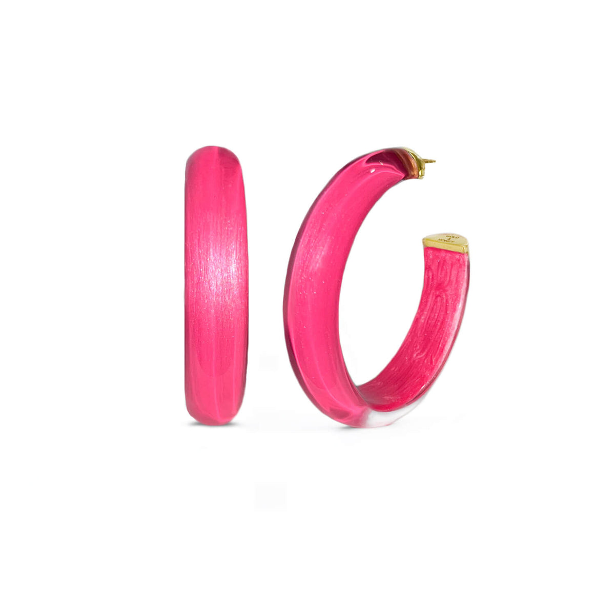 Hot Pink Peacock Illusion hoop earrings