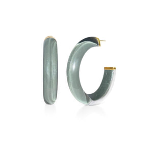 dark gray green watercress illusion hoops with glitter