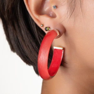 Watermelon Red Lucite Hoop Earrings