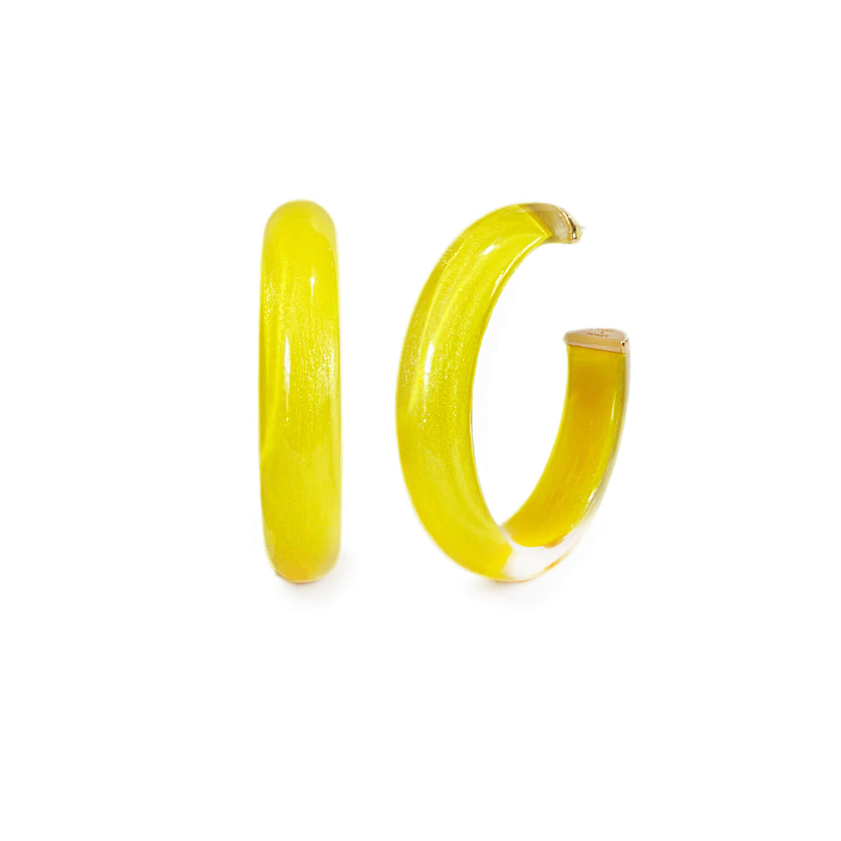 yellow banana lucite hoop earrings 