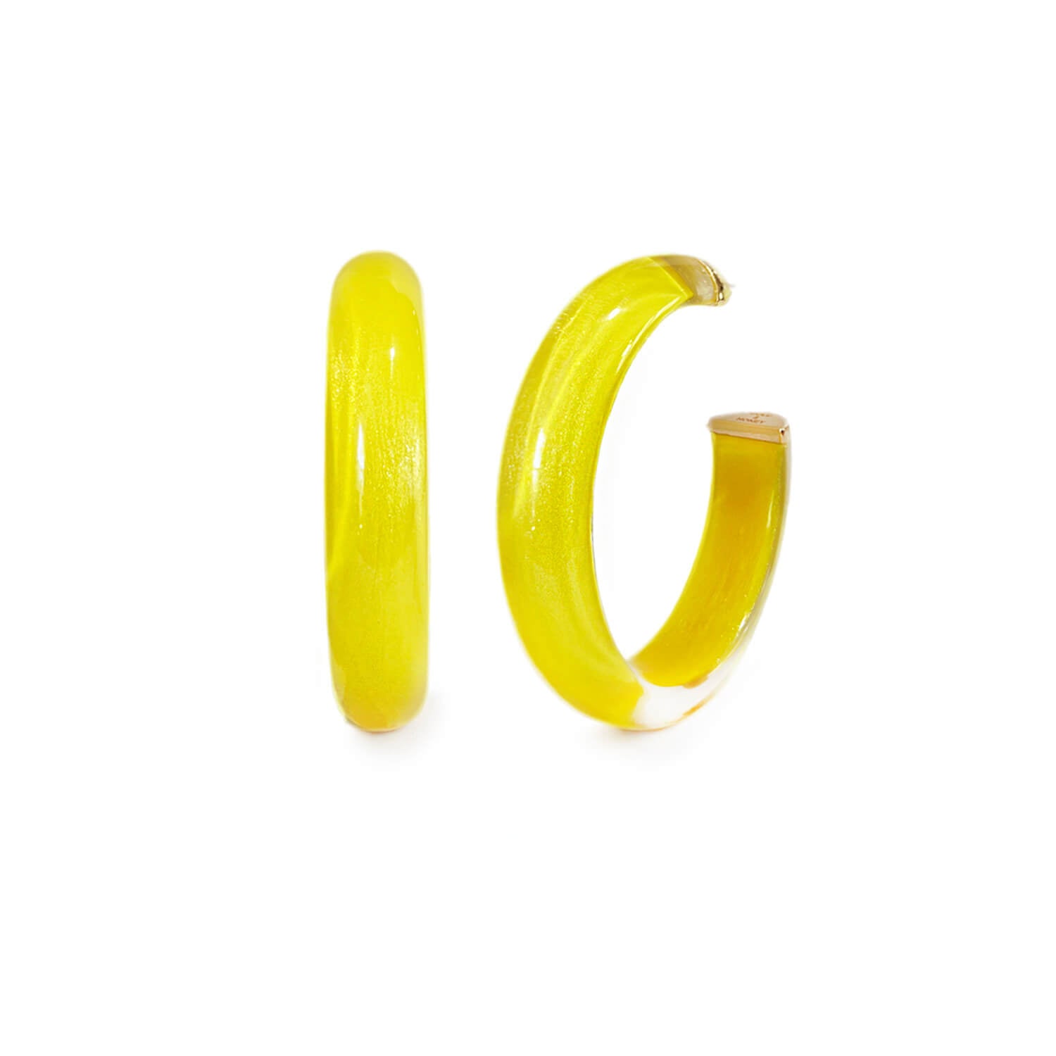 yellow banana lucite hoop earrings 