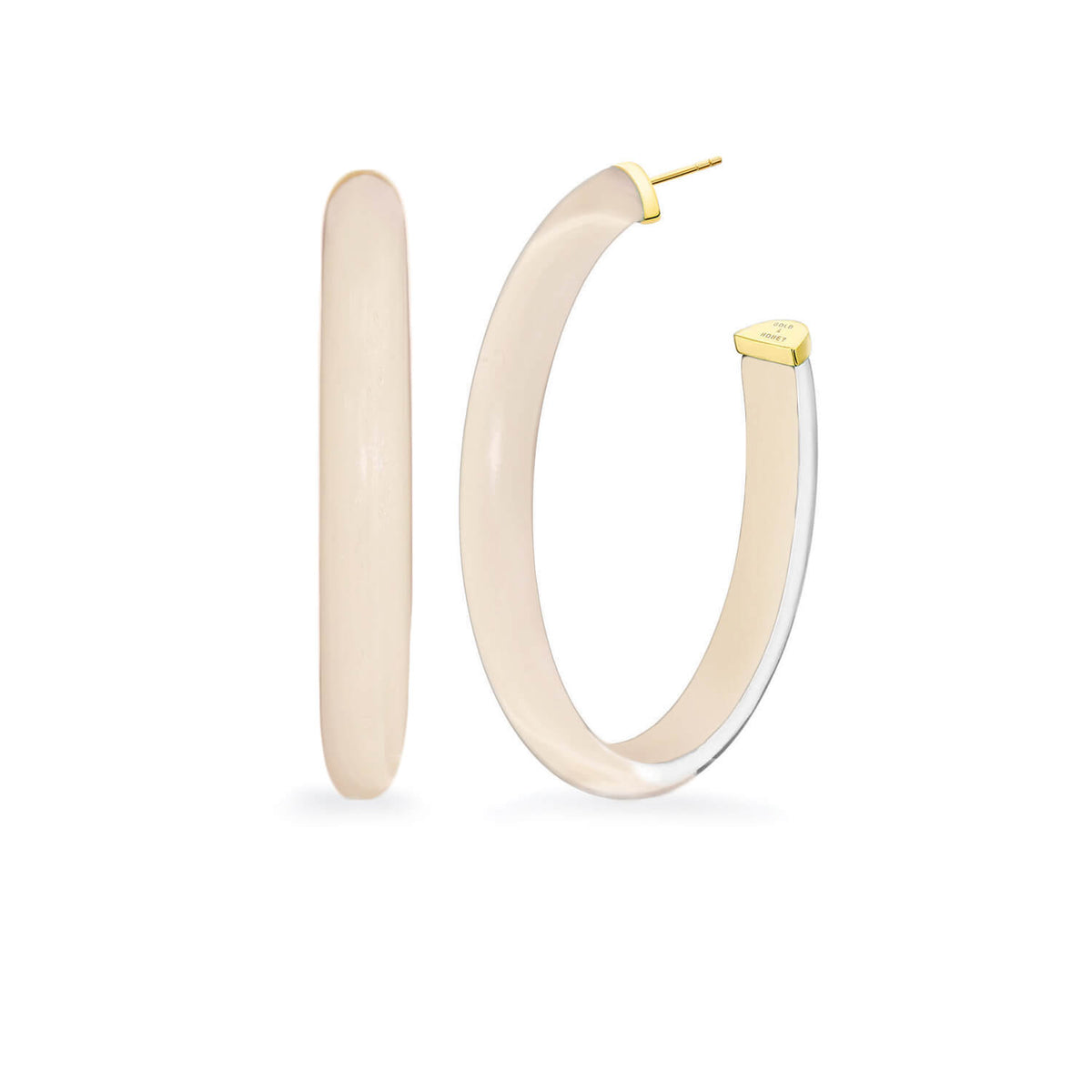 XL Oval Illusion Neutral Lucite Hoop Earrings