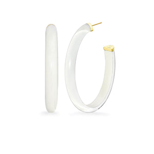 XL Oval Illusion Neutral Lucite Hoop Earrings