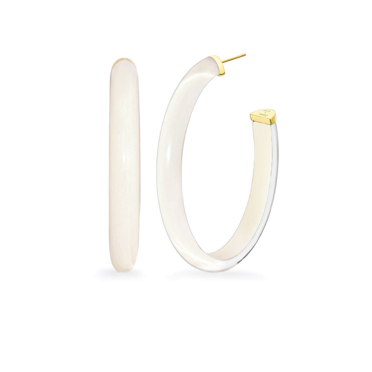XL Oval Illusion Neutral Lucite Hoop Earrings