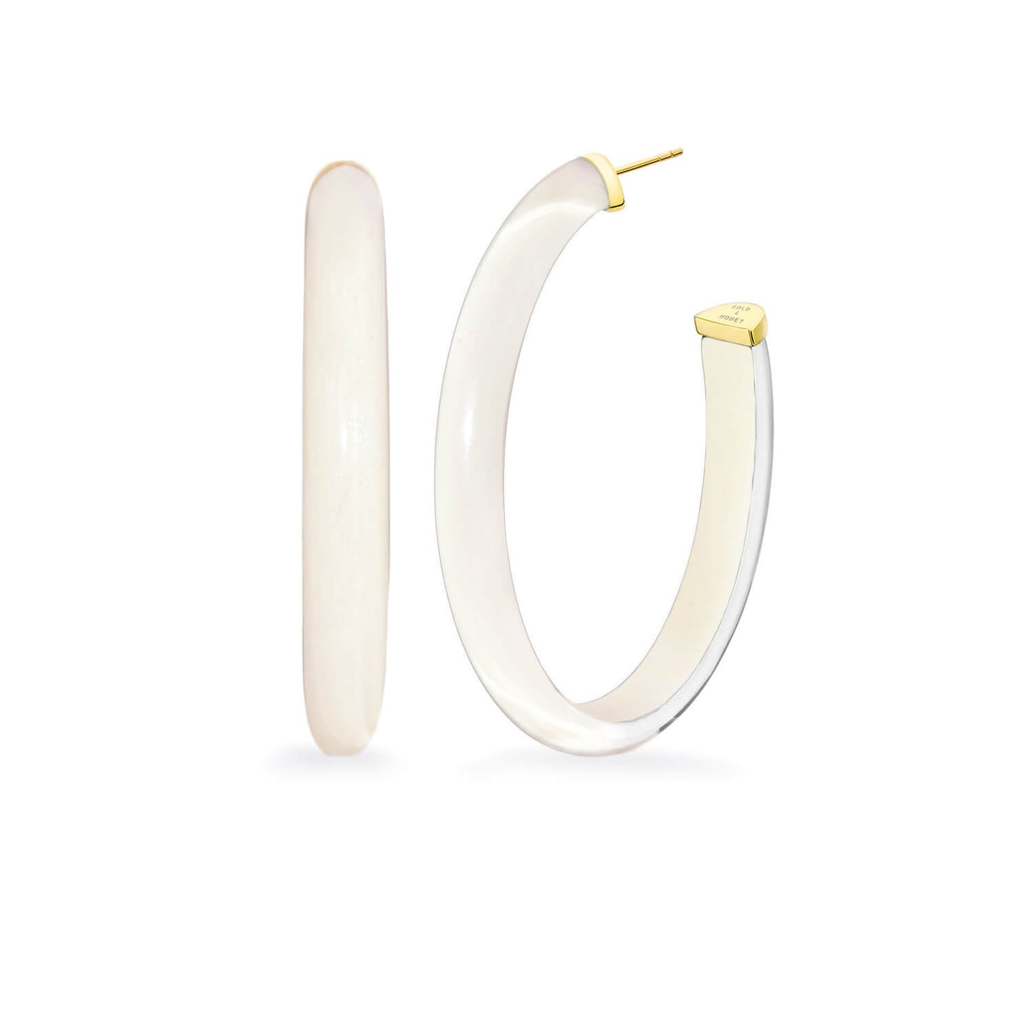 XL Oval Illusion Neutral Lucite Hoop Earrings