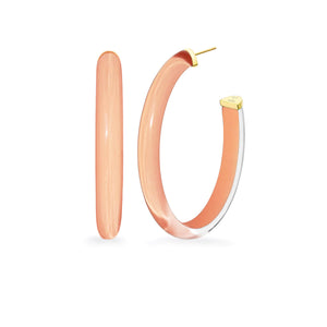 XL Oval Illusion Neutral Lucite Hoop Earrings