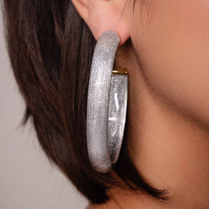 silver pixie lucite hoop earrings