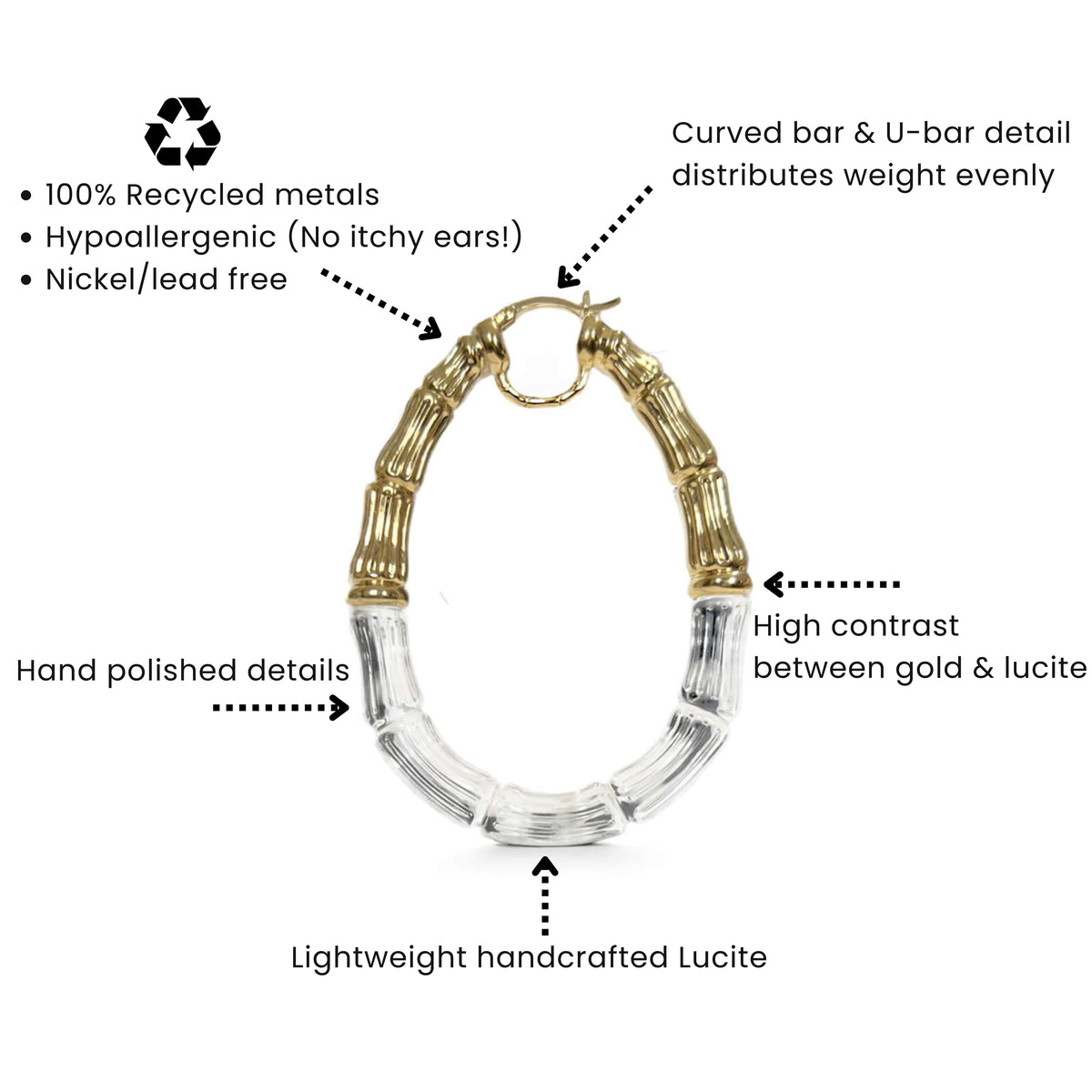 Duchess Bamboo Lucite Hoop Earrings