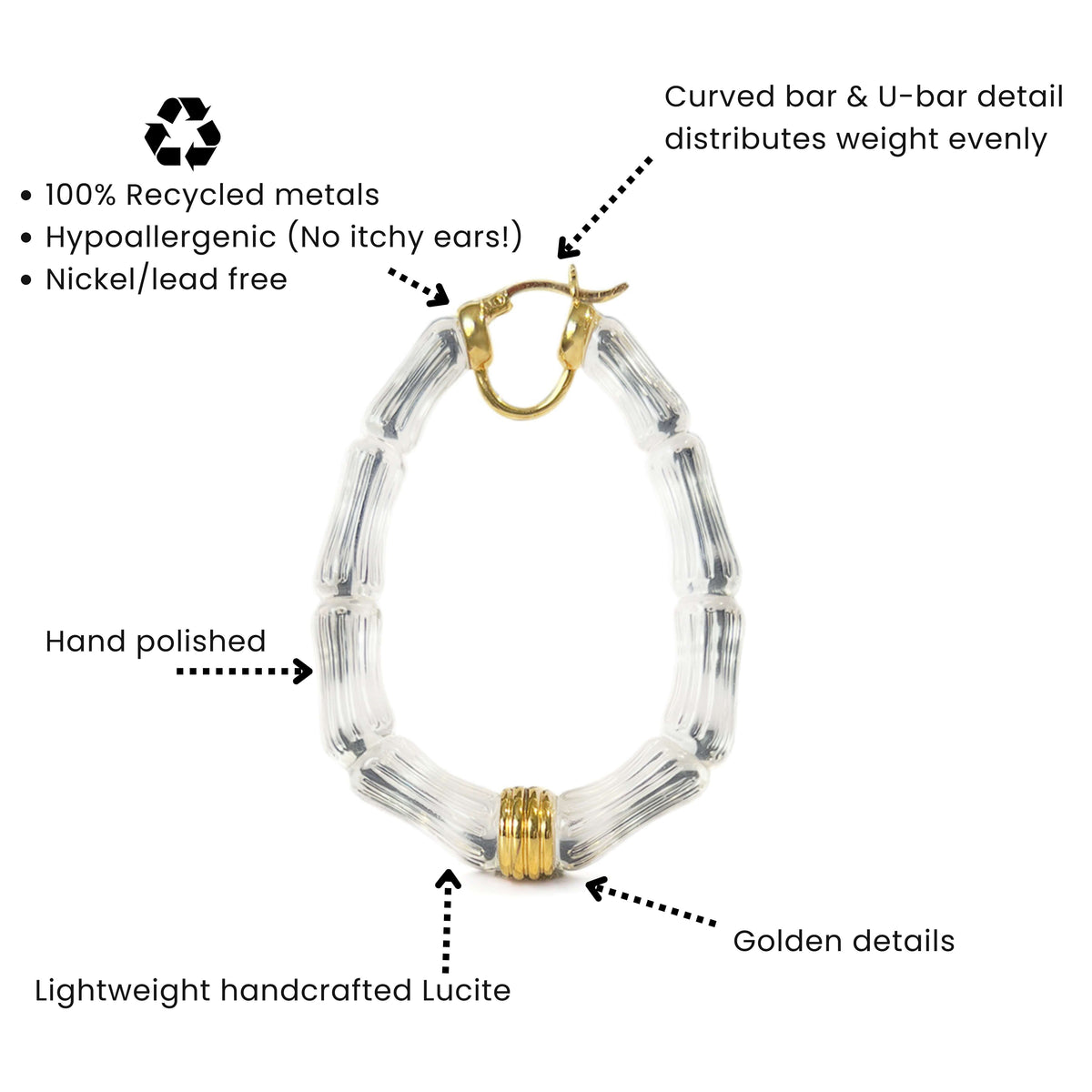 SAMPLE SALE - Chloe Bamboo Lucite Hoop Earrings