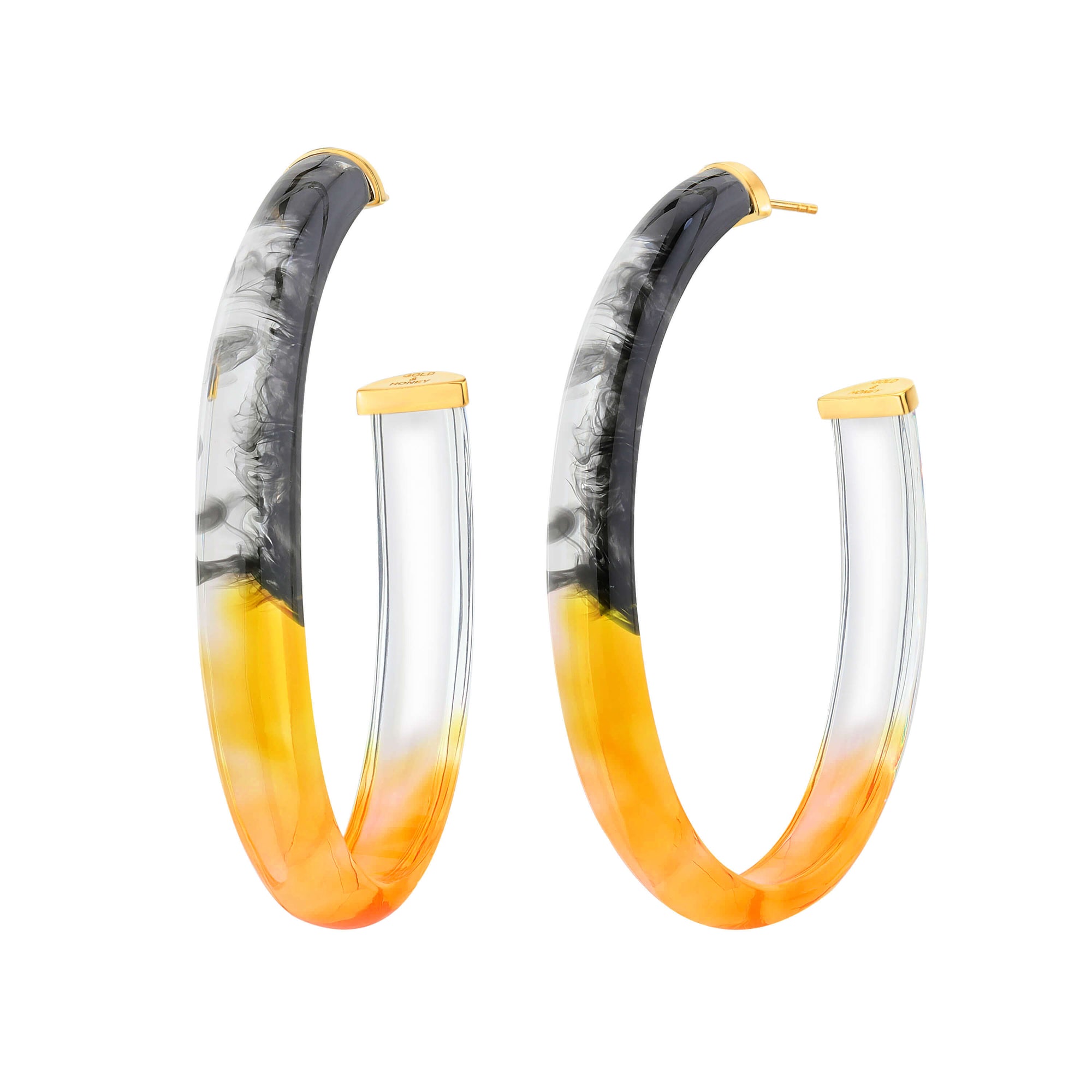 Black and Amber tie dye hoop earrings