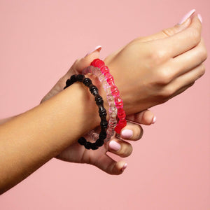 Slip on bamboo lucite bangles in clear pink black