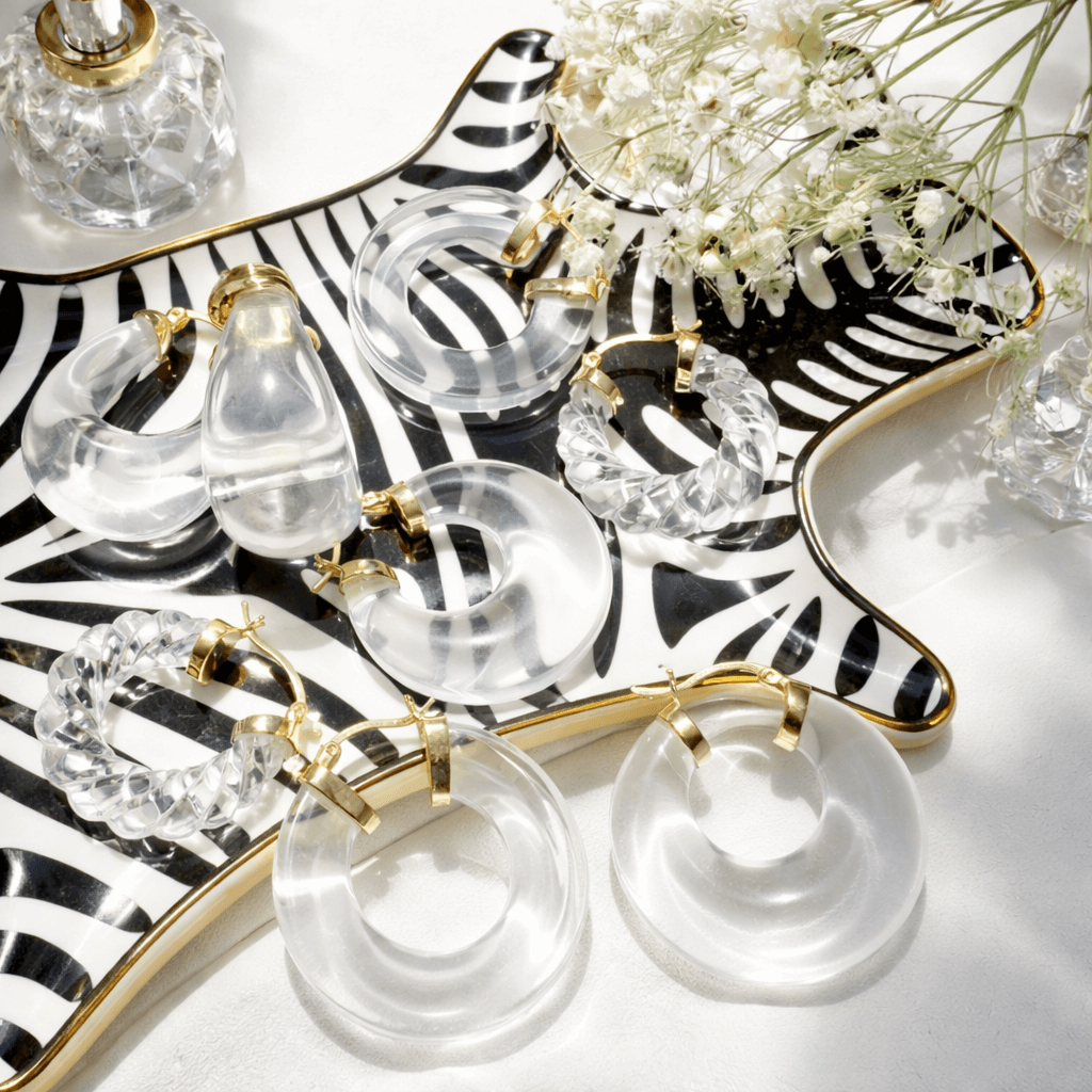 SAMPLE SALE - Clear Chunky Hoop Earrings