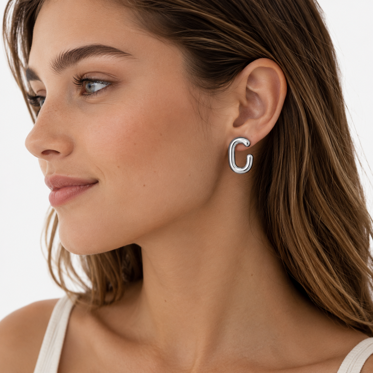 C link Earring on a Model