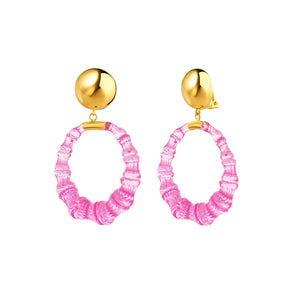 Clip on lucite bamboo earrings in pink