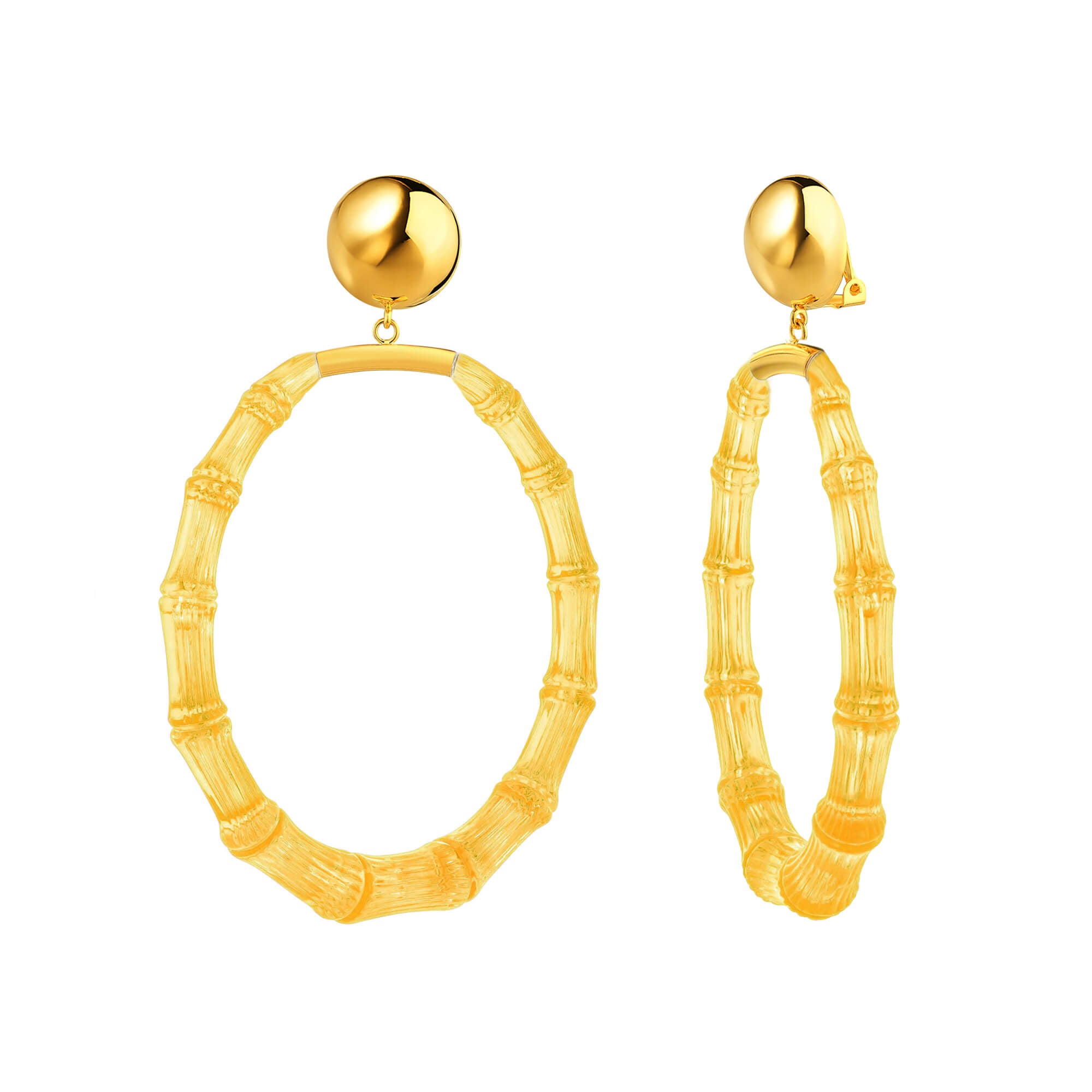 Bamboo Hoop Earrings 14K Gold / 3 / Yellow Gold