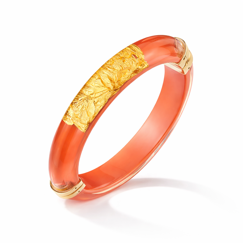 SAMPLE SALE - Gold Leaf Thin Cabochon Lucite Bangles