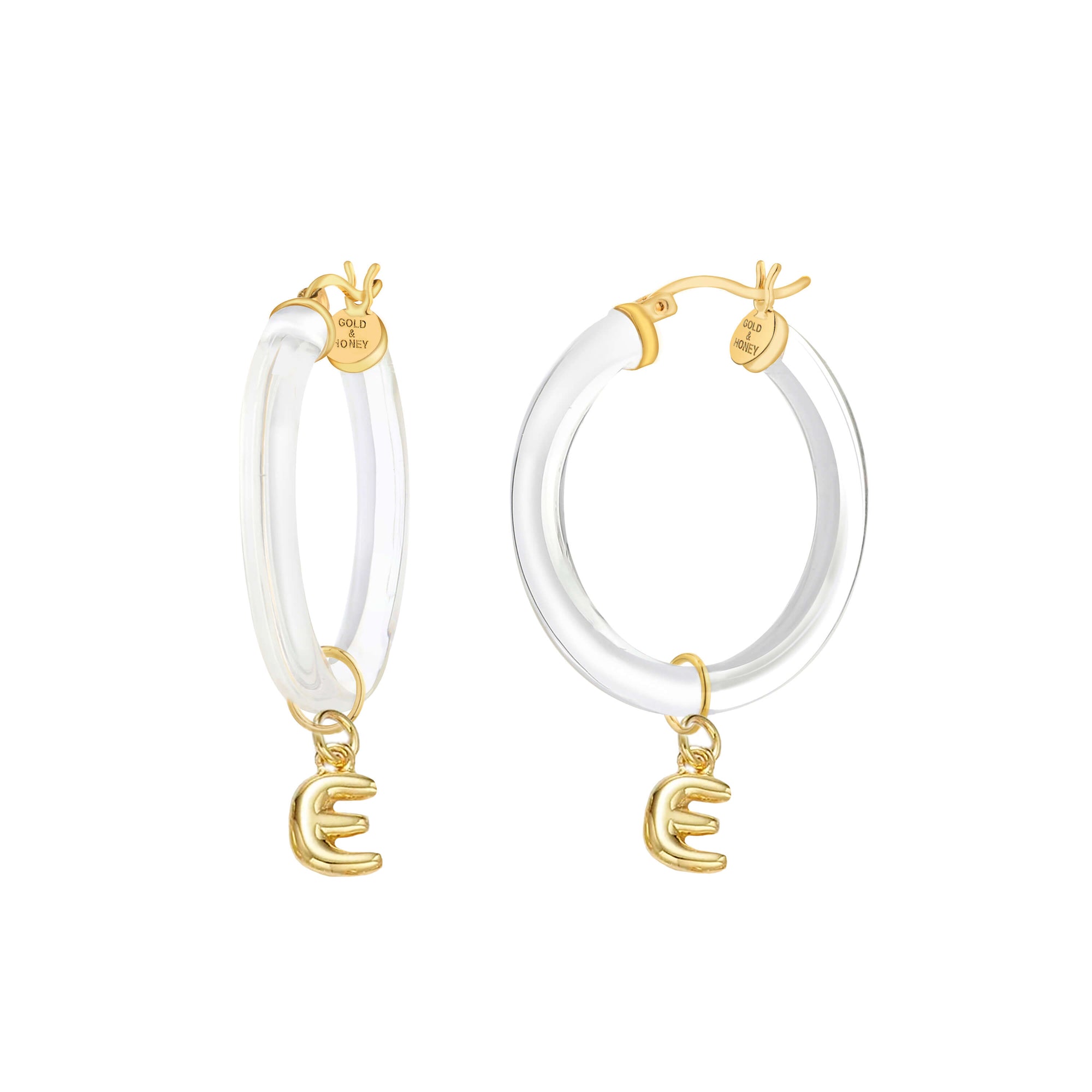 Satin Gold Hoop Earrings With 6-Sided Lucky Dice Rhinestone Charm – Removable