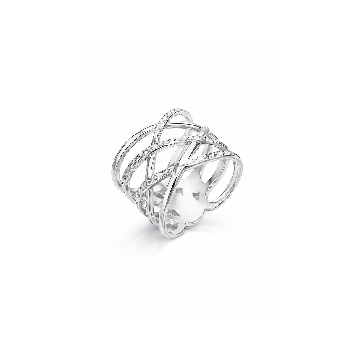 Silver ring with a white background