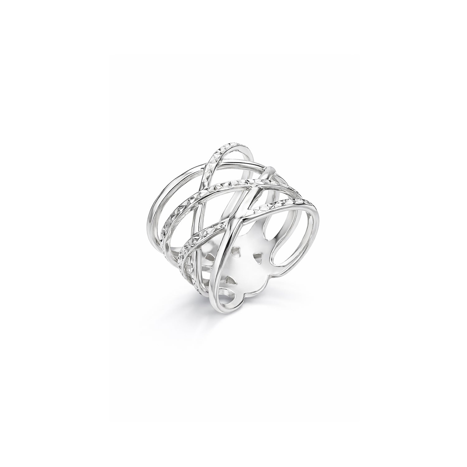 Silver ring with a white background