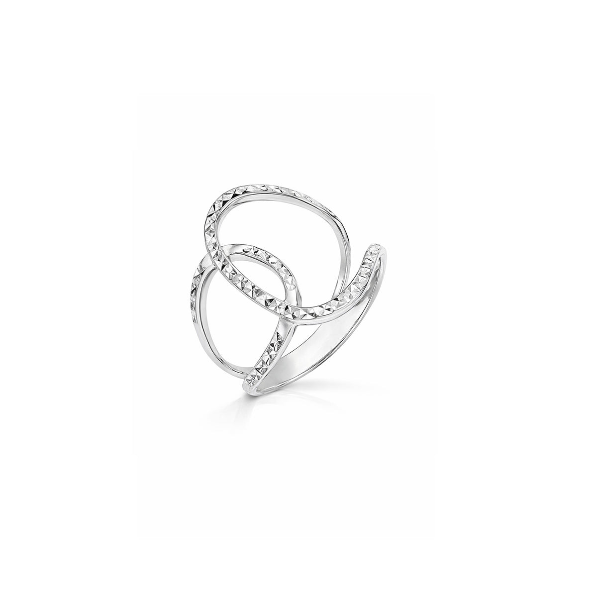 Silver Diamond Cut Interlocked Ring
