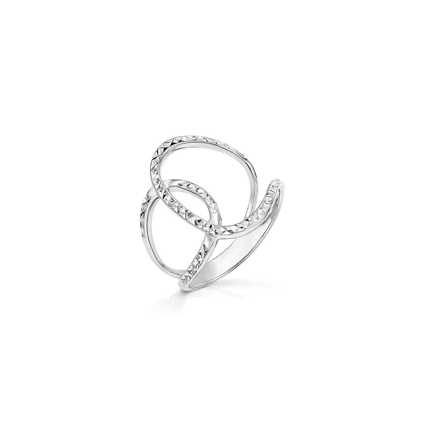 Silver Diamond Cut Interlocked Ring