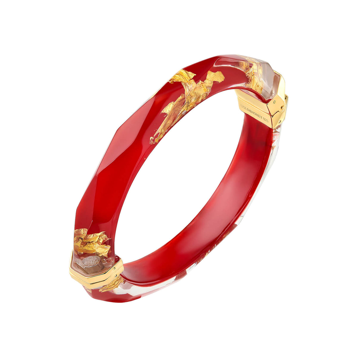 24k gold leaf carnelian red faceted bangle 