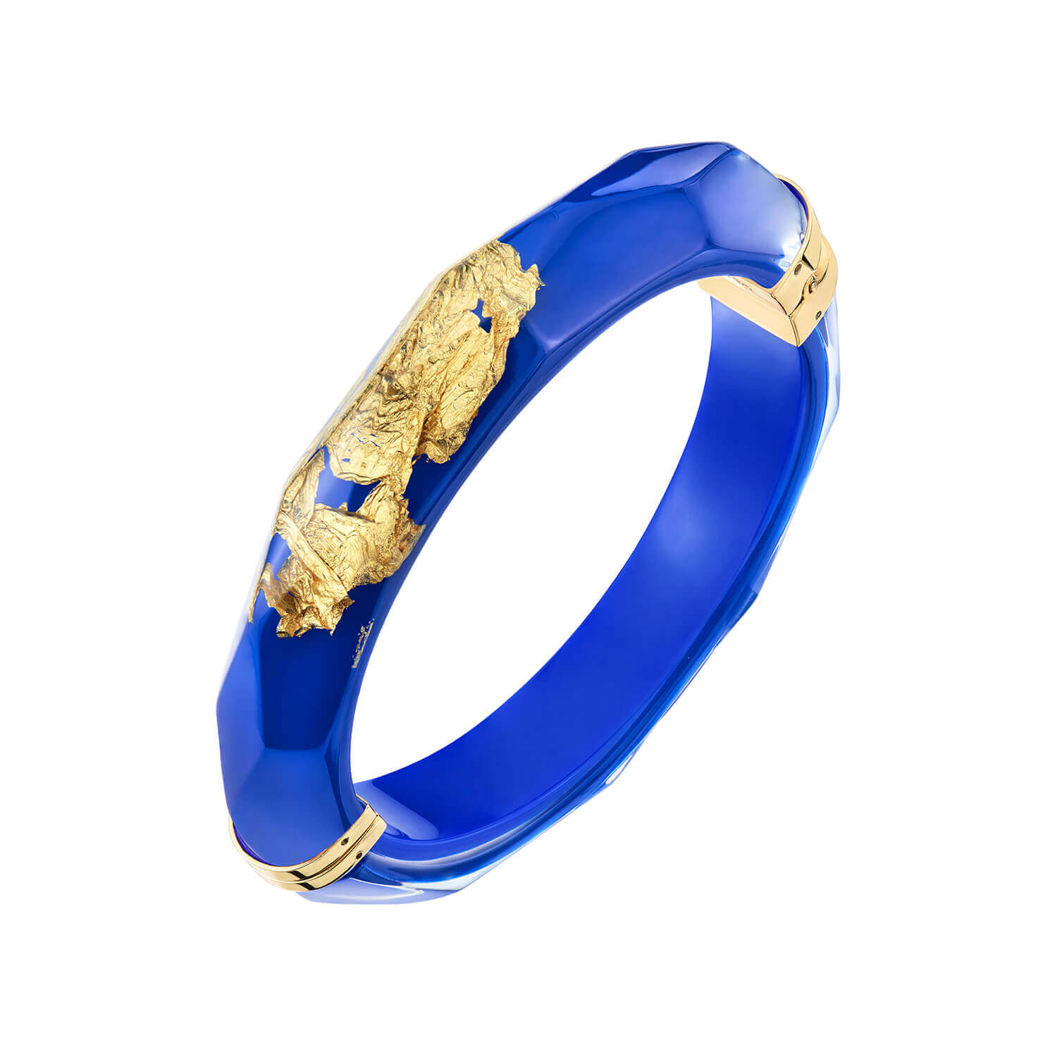 24k gold leaf blue faceted bangle 